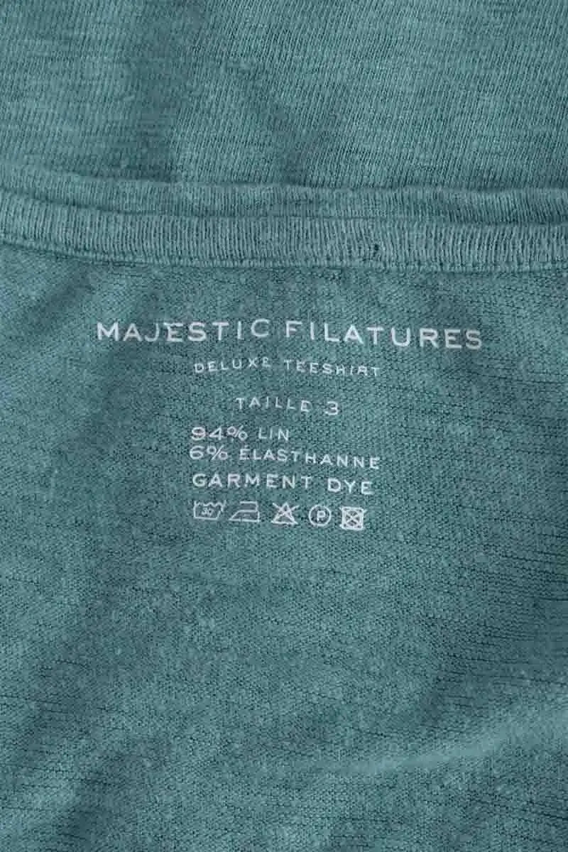 T-shirt Majestic Filatures Vert en Lin