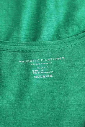 T-shirt Majestic Filatures Vert en Lin