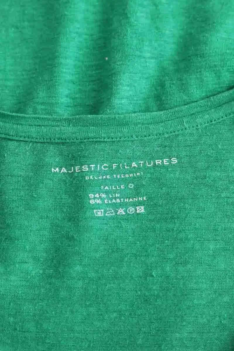 T-shirt Majestic Filatures Vert en Lin