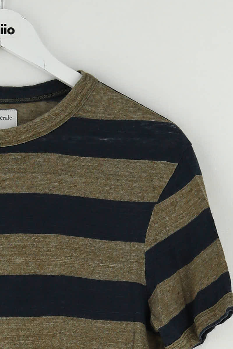 T-shirt Officine Générale Marron en Lin