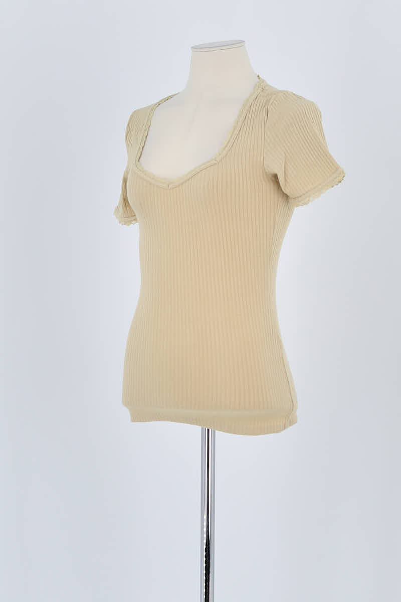 T-shirt Rouje Beige en Coton