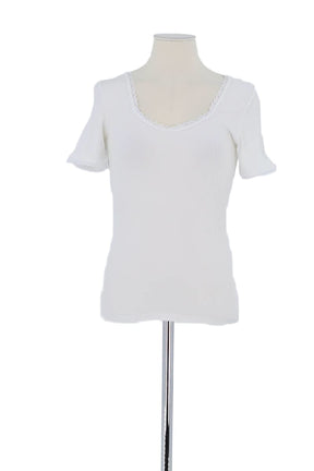 T-shirt Rouje Blanc en Coton, taille S - Seconde Main