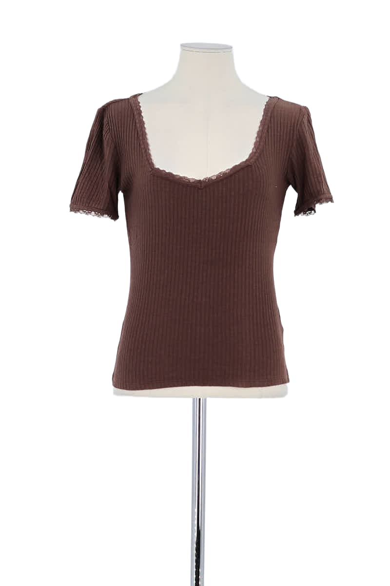 T-shirt Rouje Marron en Coton, taille S - Seconde Main