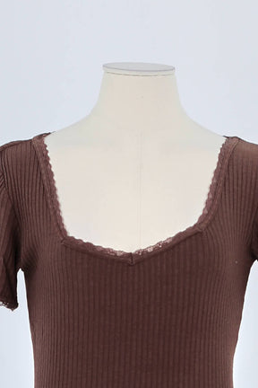 T-shirt Rouje Marron en Coton