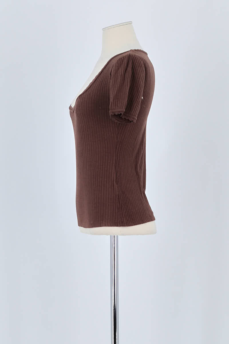 T-shirt Rouje Marron en Coton