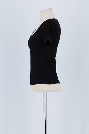 T-shirt Rouje Noir en Coton