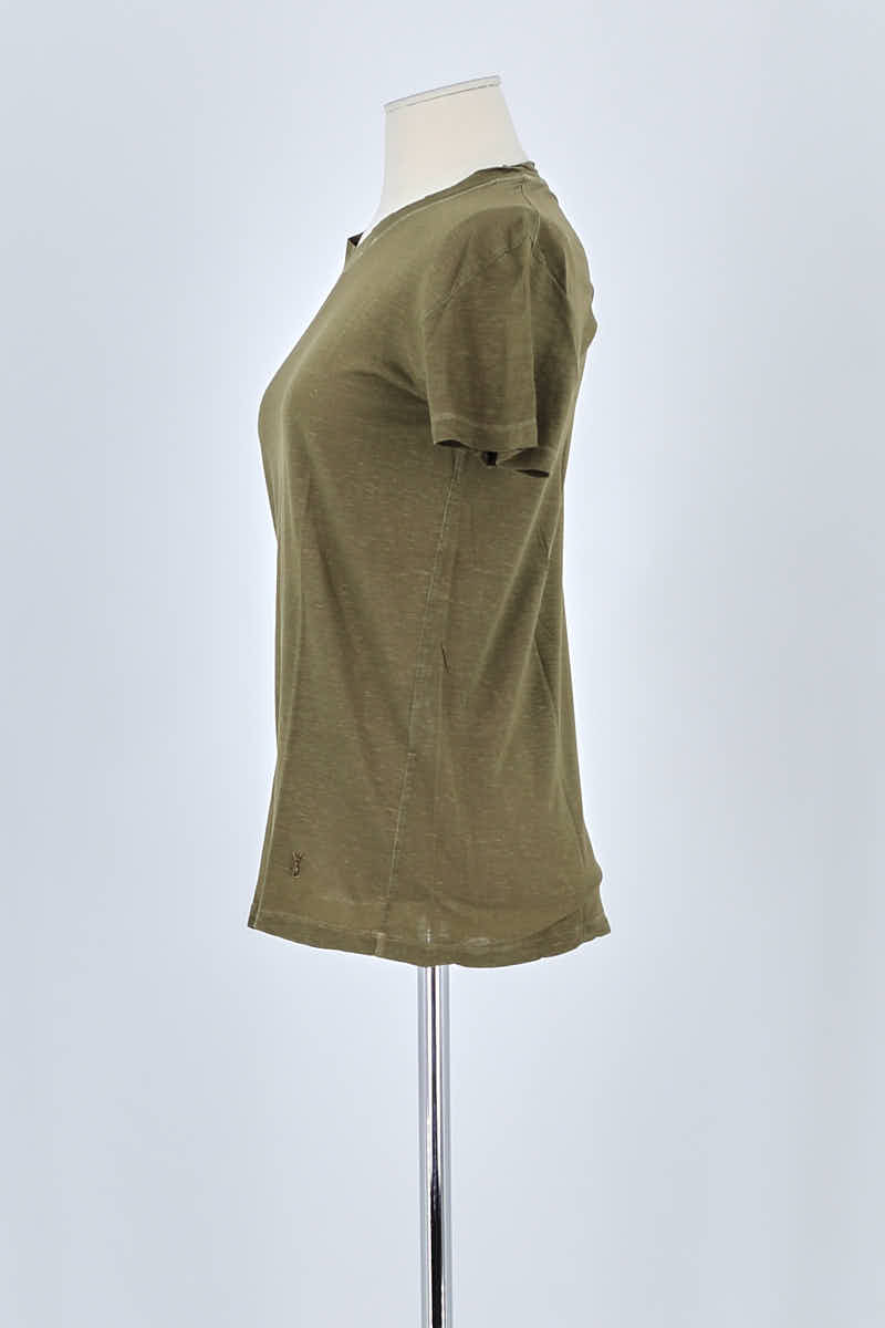T-shirt Saint Laurent Kaki en Coton