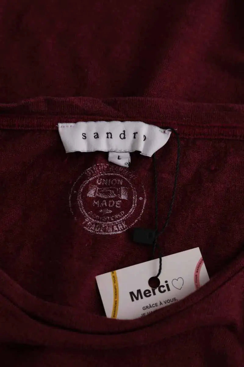 T-shirt Sandro Bordeaux en Lin