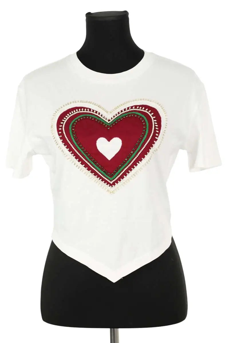 T-shirt Tresse Blanc en Coton, taille S - Seconde Main