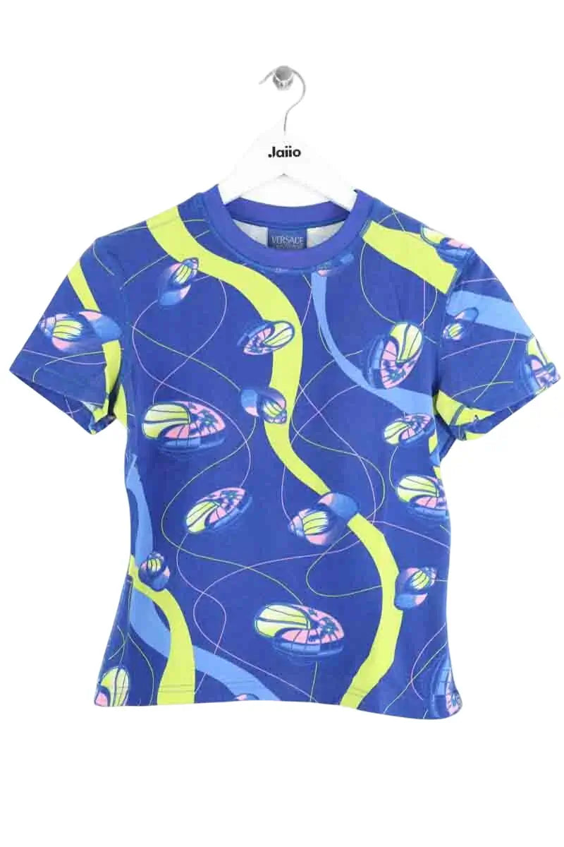 T-shirt Versace Bleu en Coton, taille S - Seconde Main