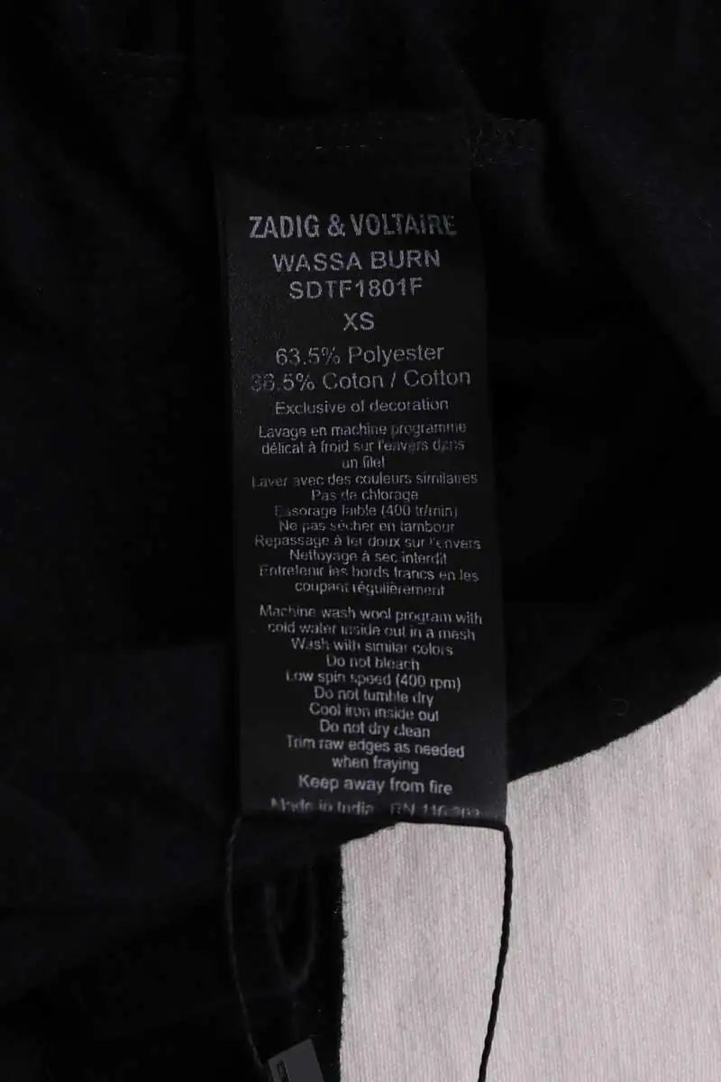 T-shirt Zadig & Voltaire Wassa burn Noir en Synthétique