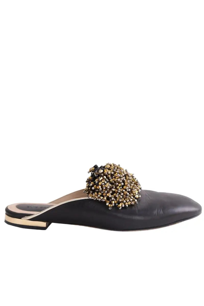 Mules Elie Saab Noir en Cuir, taille 36 - Seconde Main