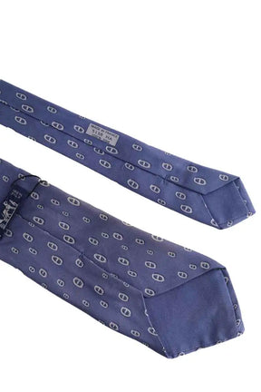 Cravate Hermès Bleu en Soie