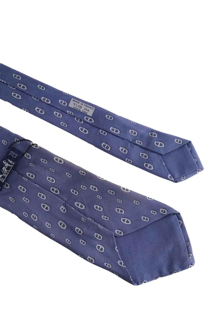 Cravate Hermès Bleu en Soie
