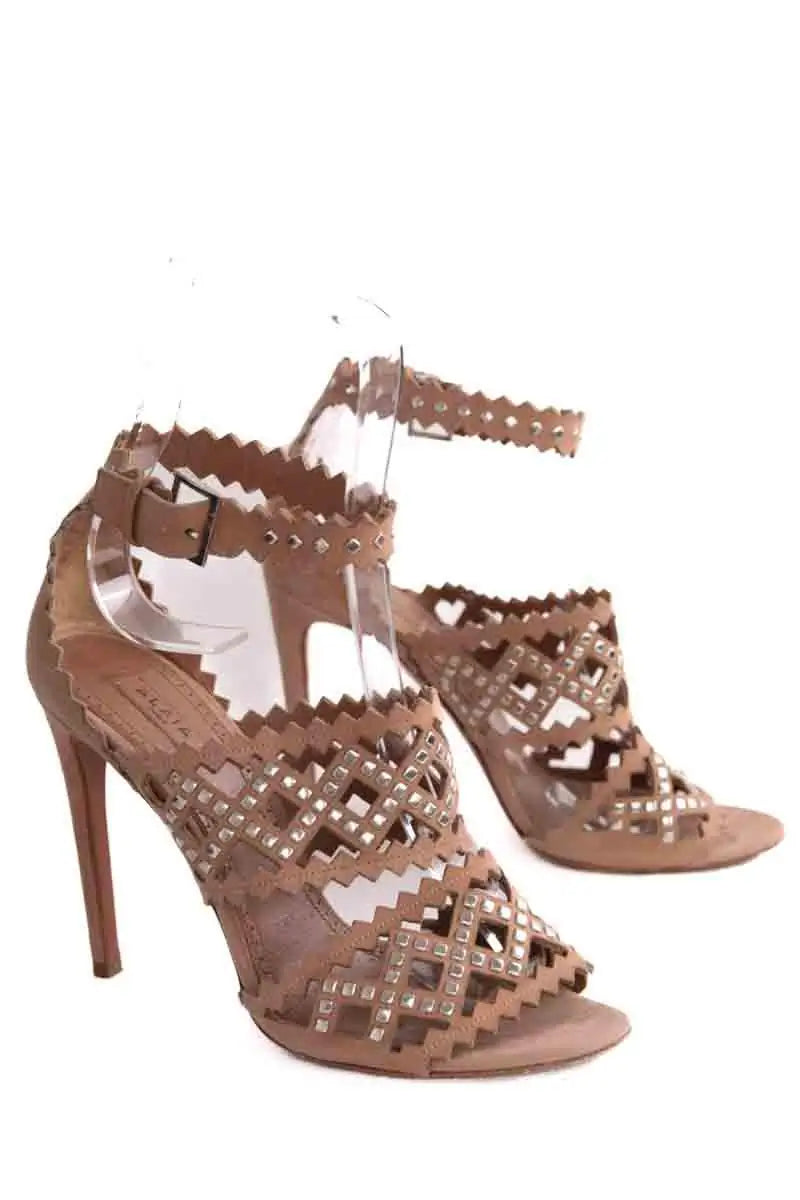 Talons Alaïa Beige en Daim