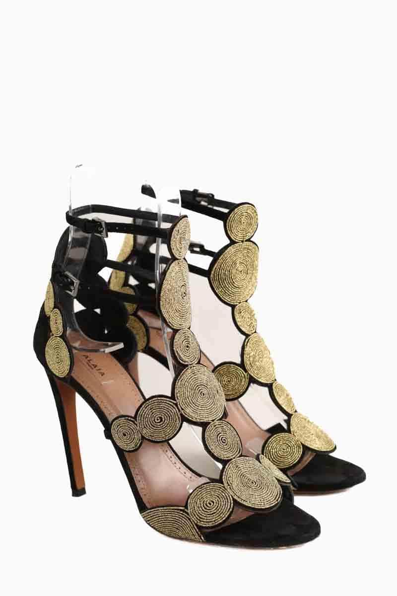 Talons Alaïa Doré en Cuir