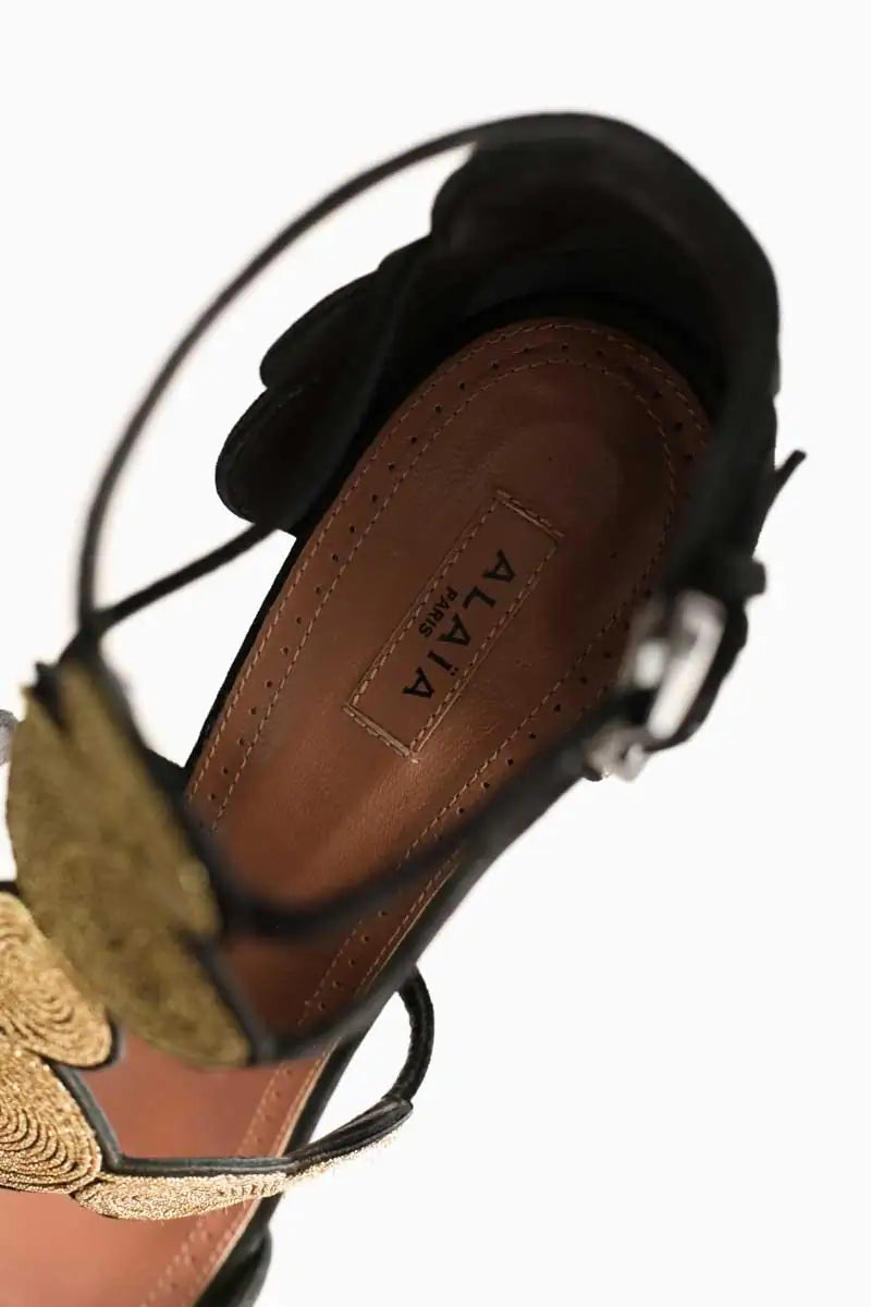 Talons Alaïa Doré en Cuir