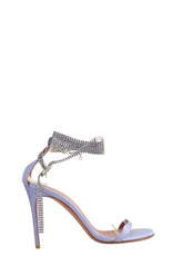 Talons Amina Muaddi Bleu en Tissu, taille 38 - Seconde Main