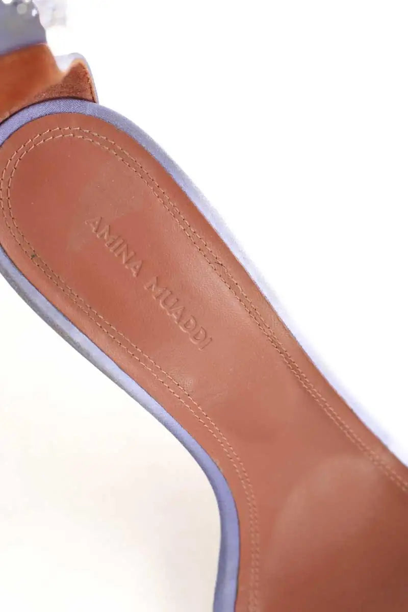 Talons Amina Muaddi Bleu en Tissu