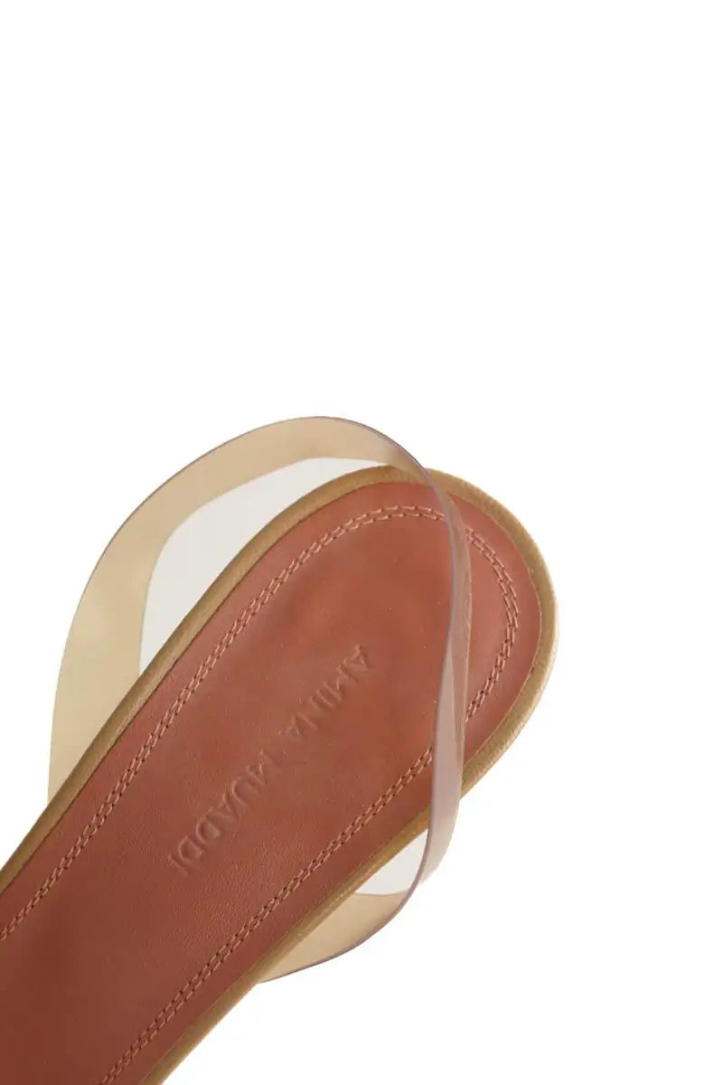 Talons Amina Muaddi Rosie Beige en Tissu