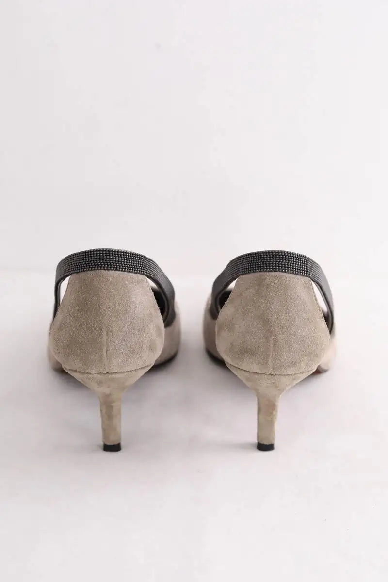 Talons Brunello Cucinelli Gris en Daim