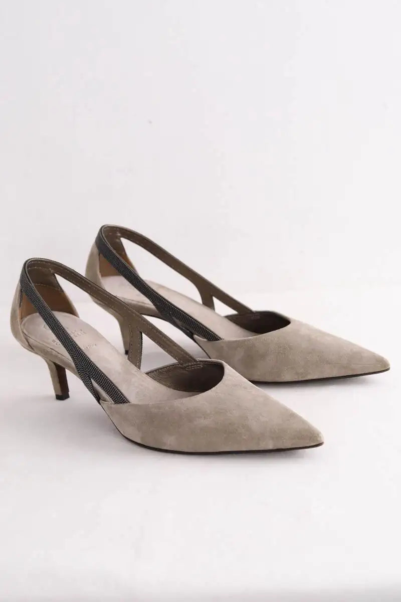 Talons Brunello Cucinelli Gris en Daim