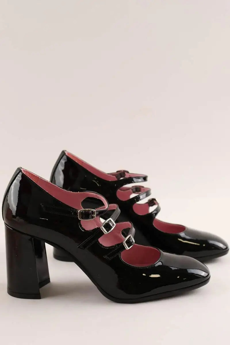 Talons Carel Keel Noir en Cuir verni