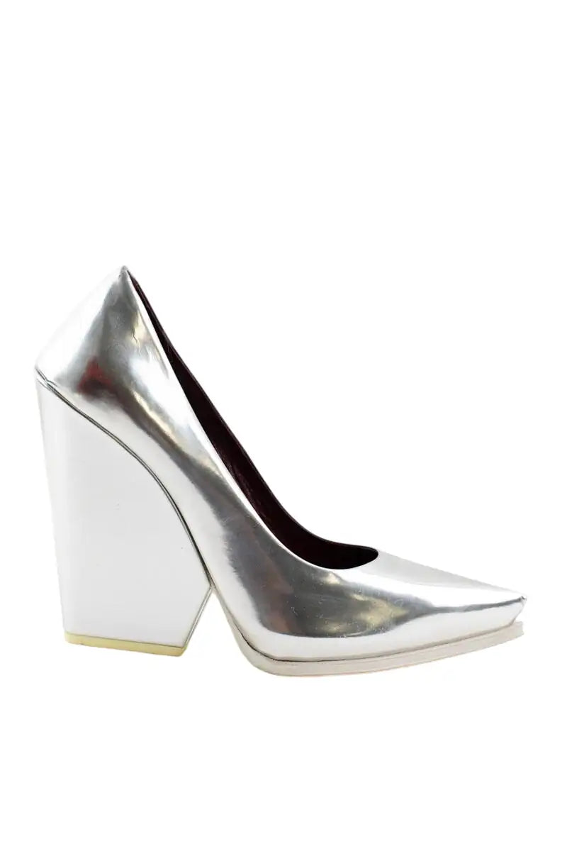 Talons Celine Argent en Cuir verni, taille 39 - Seconde Main