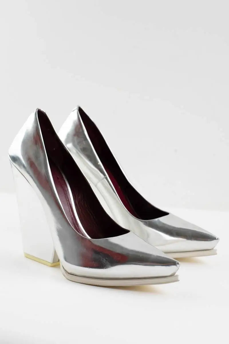 Talons Celine Argent en Cuir verni