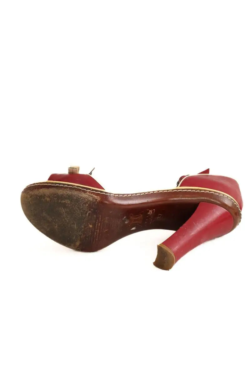 Talons Celine Rouge en Cuir