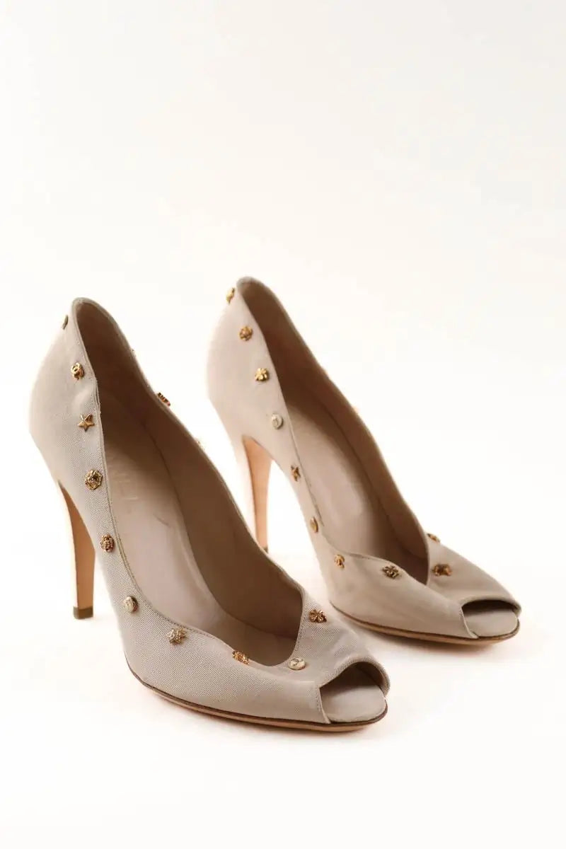Talons Chanel Beige en Tissu