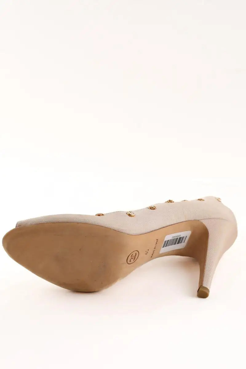 Talons Chanel Beige en Tissu