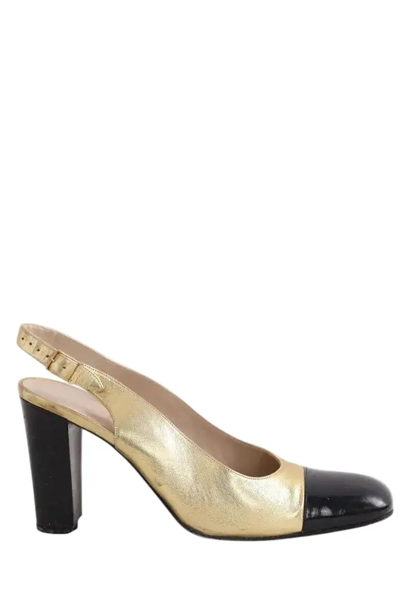 Talons Chanel Doré en Cuir, taille 37 - Seconde Main
