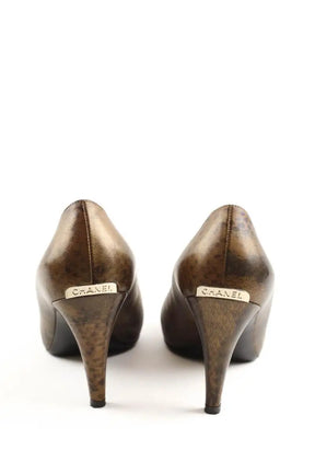 Talons Chanel Doré en Cuir