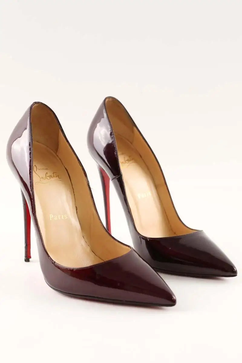 Talons Christian Louboutin Bordeaux en Cuir