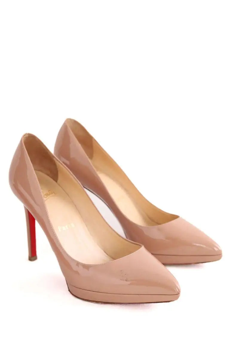 Talons Christian Louboutin Pigalle Plato Beige en Cuir verni