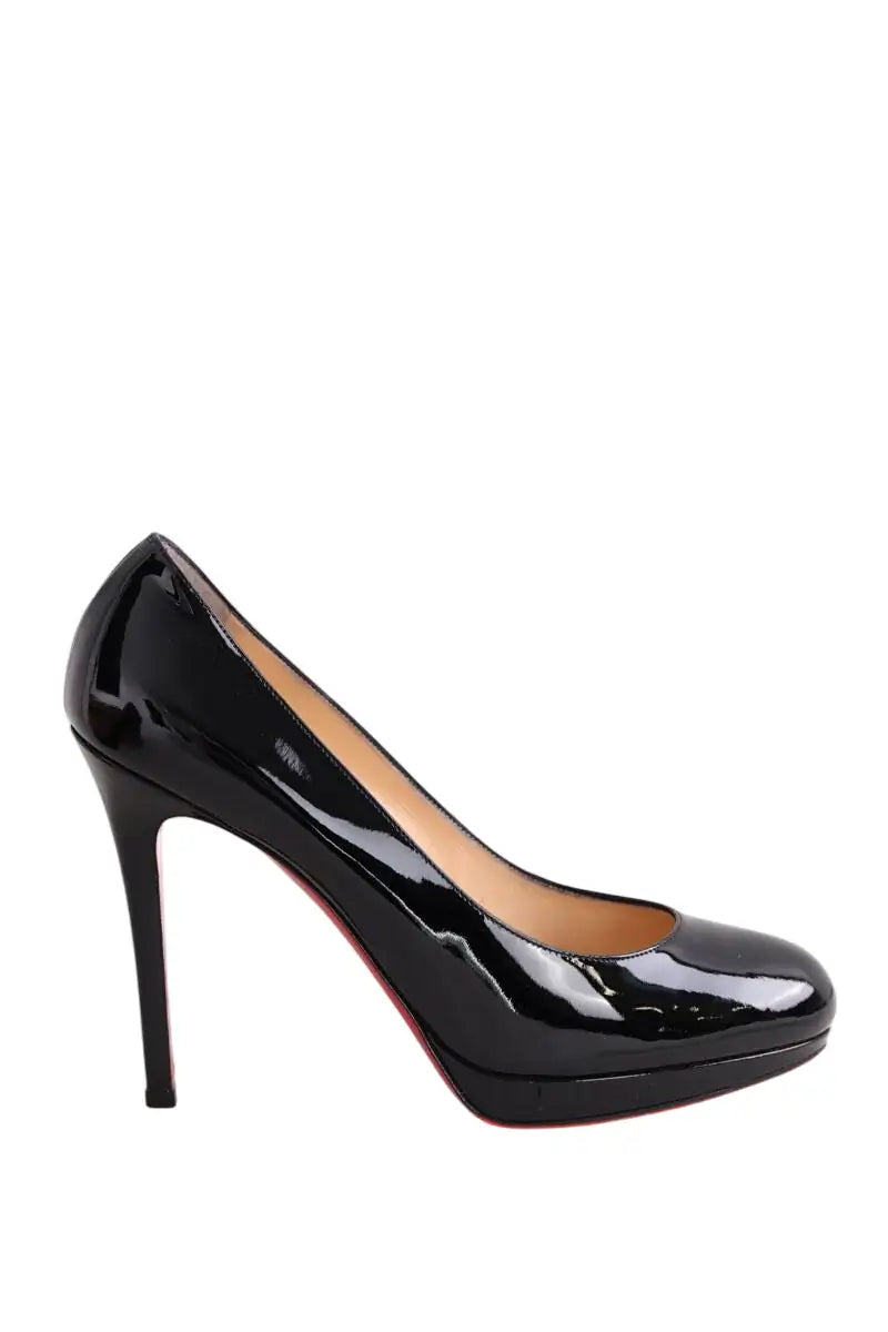 Talons Christian Louboutin simple pump 120 patent calf Noir en Cuir verni, taille 38 - Seconde Main