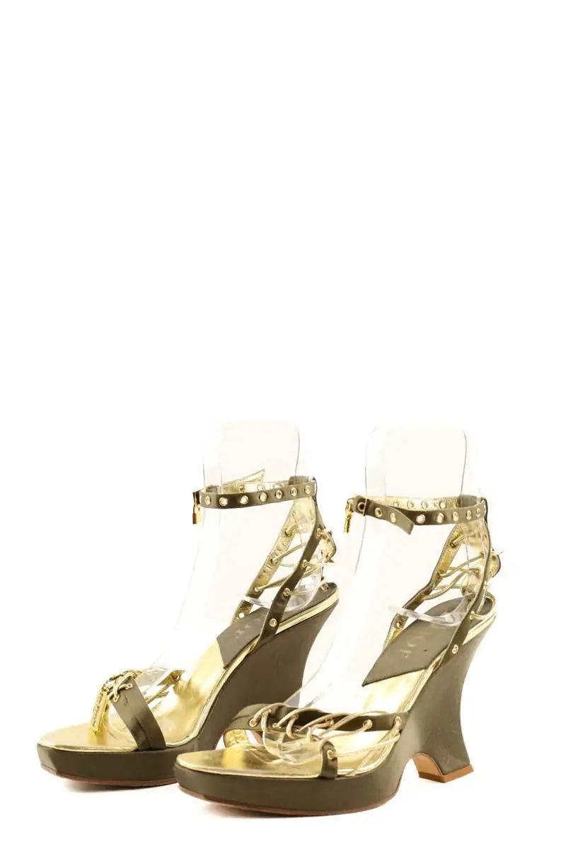 Talons Dior Doré en Cuir