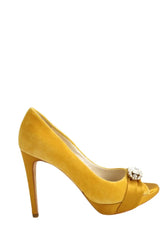 Talons Dior Jaune en Velours, taille 37 - Seconde Main