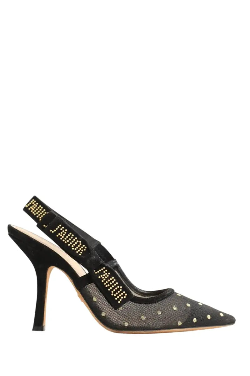 Talons Dior Slingback Noir en Cuir, taille 37 - Seconde Main