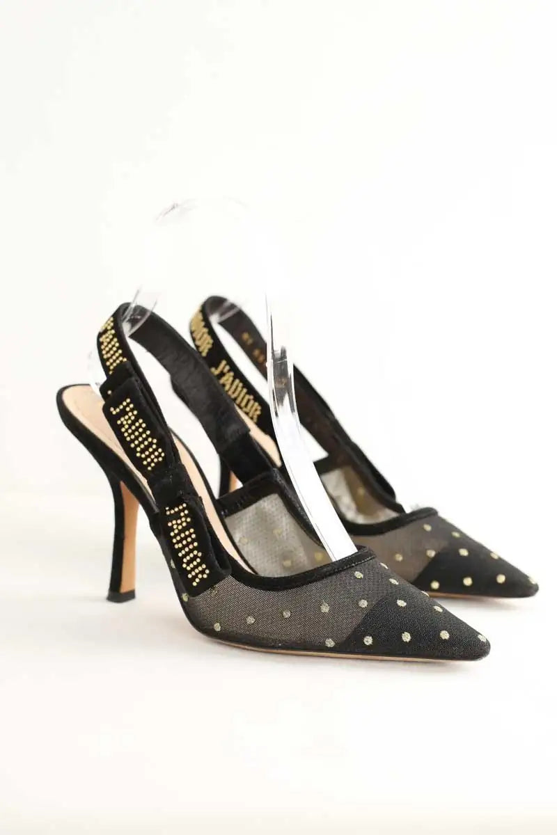 Talons Dior Slingback Noir en Cuir
