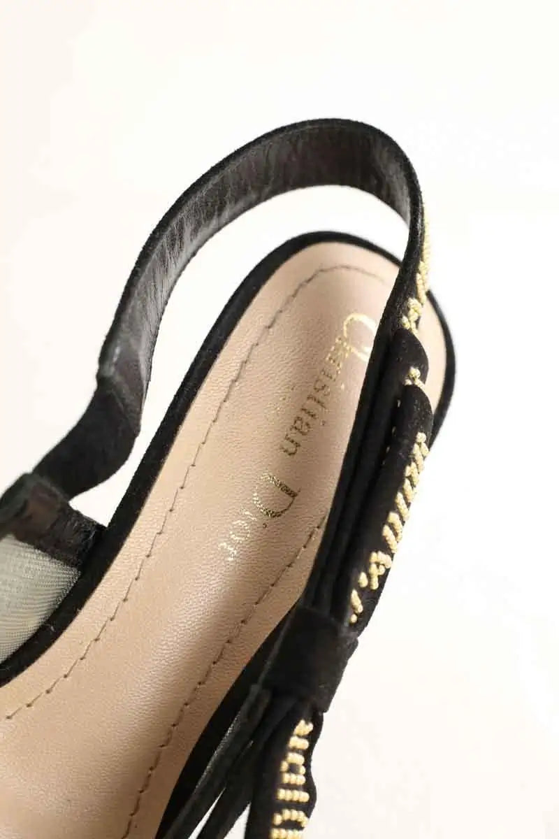 Talons Dior Slingback Noir en Cuir
