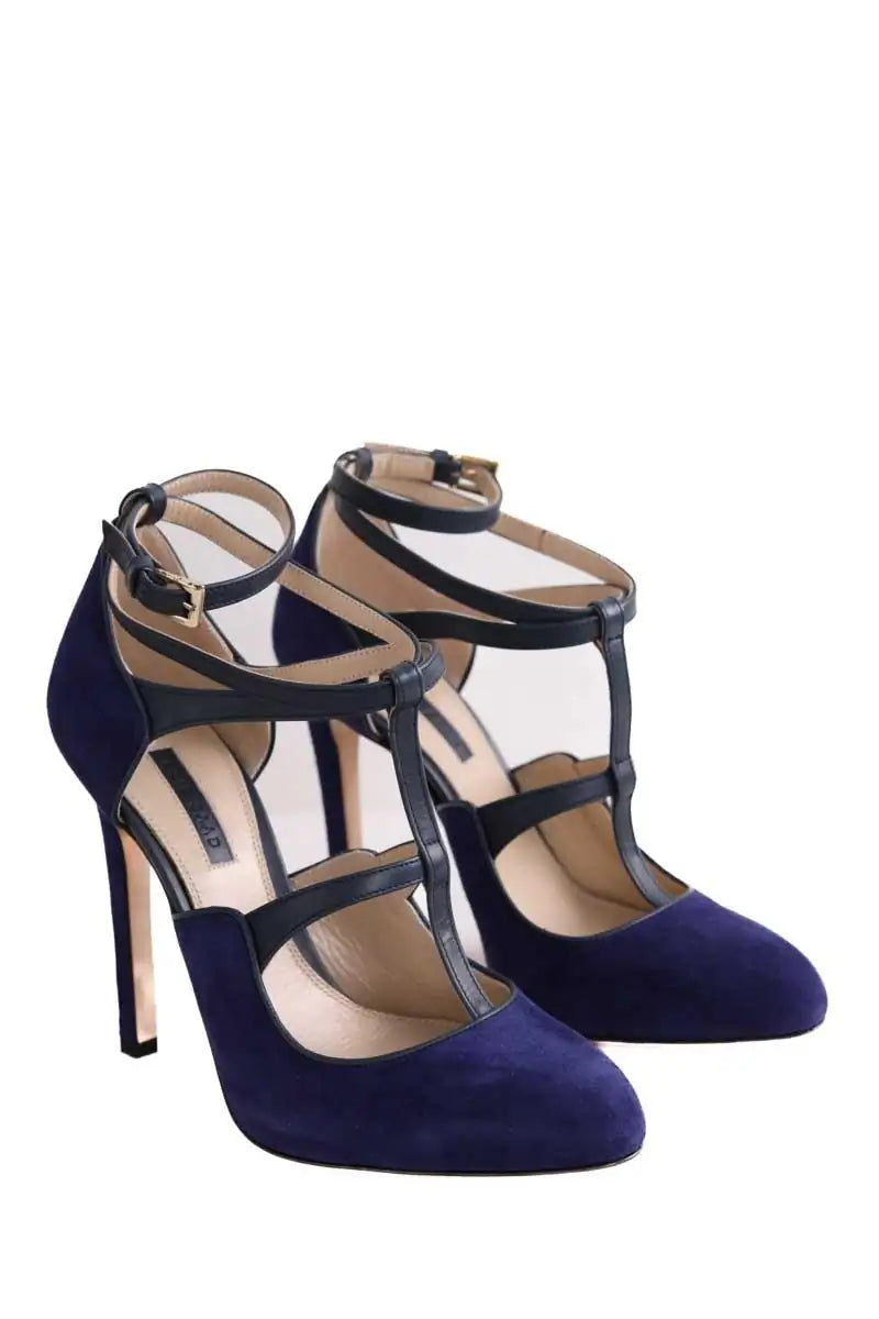 Talons Elie Saab Bleu en Daim