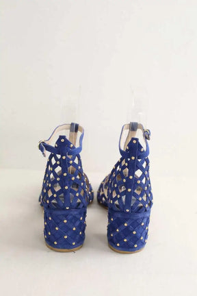 Talons Elie Saab Bleu en Daim