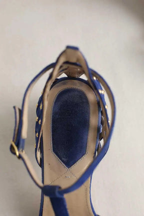 Talons Elie Saab Bleu en Daim