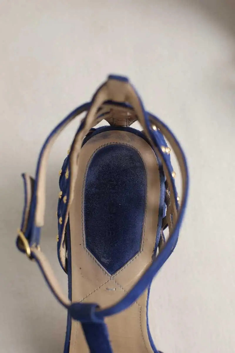 Talons Elie Saab Bleu en Daim