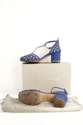 Talons Elie Saab Bleu en Daim