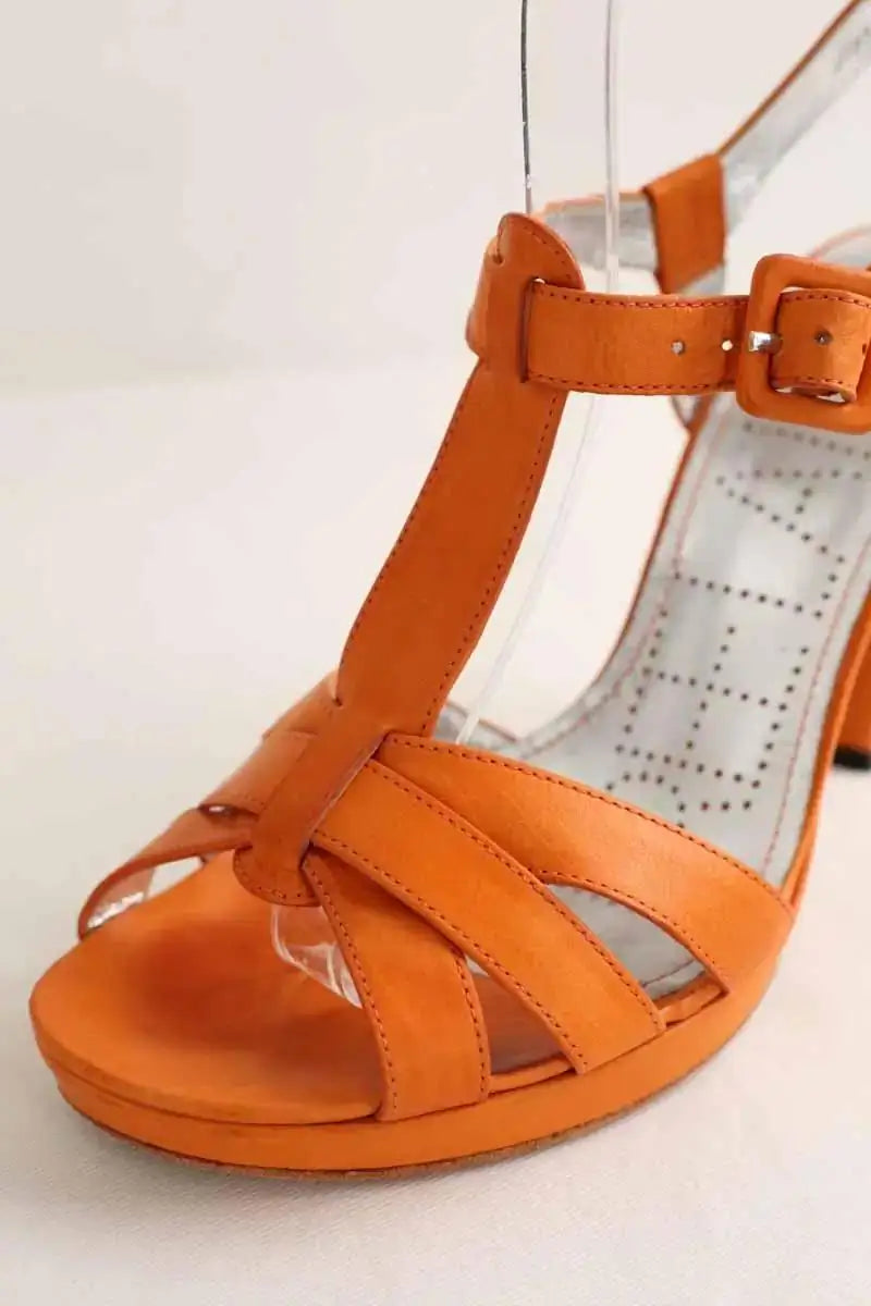 Talons Free Lance Matty 7 salome Orange en Cuir
