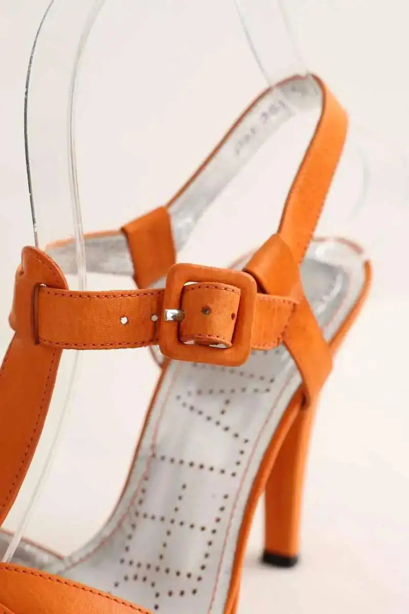 Talons Free Lance Matty 7 salome Orange en Cuir