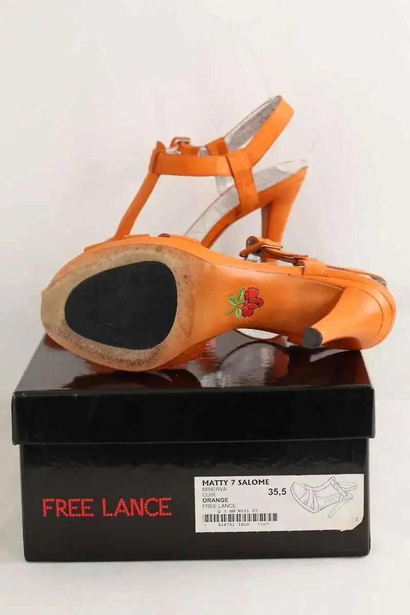 Talons Free Lance Matty 7 salome Orange en Cuir
